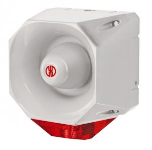 Záblesková/ akustická siréna WM 42 tónov 18-30V DC GY/RD