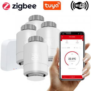 SET 4x WiFi termostatická hlavica  ZT5+ WiFi zigbee brána